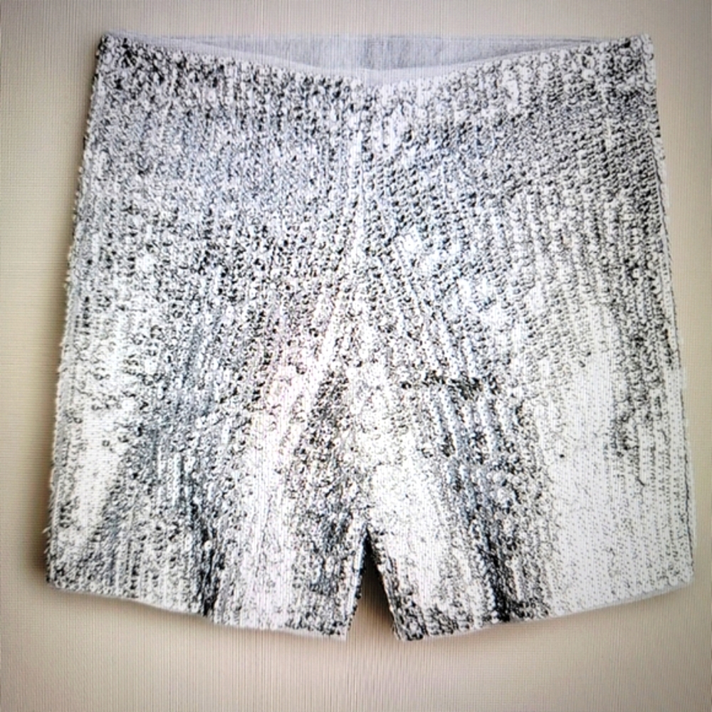 J. CREW Silver Sequin Fitted Mini Short
